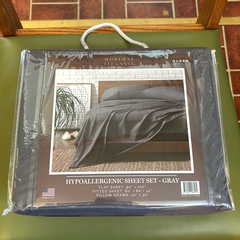 Modern Elegance Queen Hypoallergenic Sheet Set - Gray